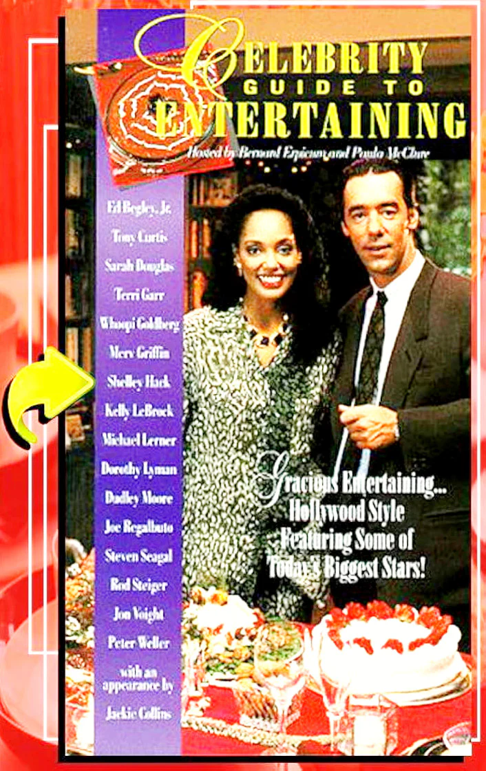 CELEBRITY GUIDE TO ENTERTAINING (1992) VERY RARE!!! Whoopi Goldberg, Dudley Moore, Henry Winkler, Steven Seagal, Terri Garr, Jon Voight, Jackie Collins, Tony Curtis, Rod Steiger, Peter Weller, Merv Griffin, Shelley Hack, Kelly LeBrock, Sarah Douglas